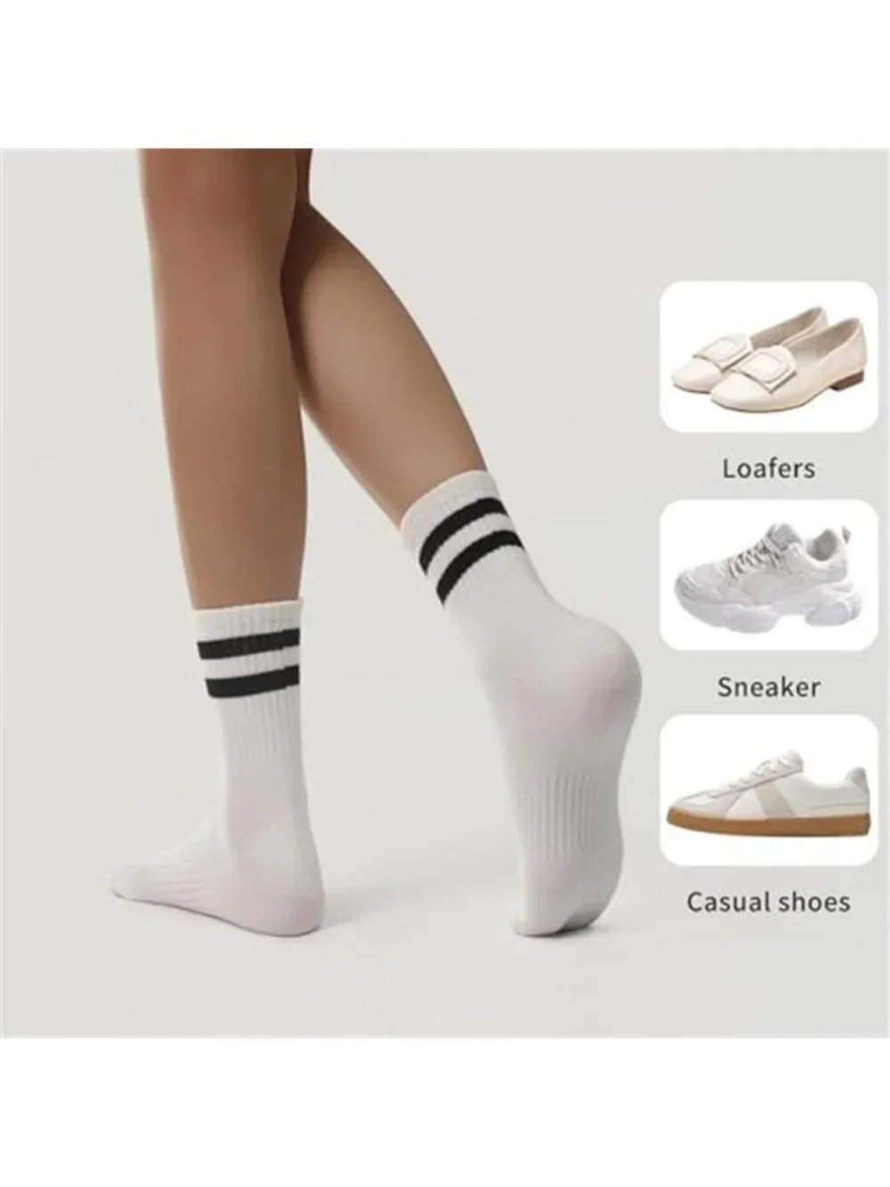 6Pairs Crew Socks for Women Cotton Striped Socks